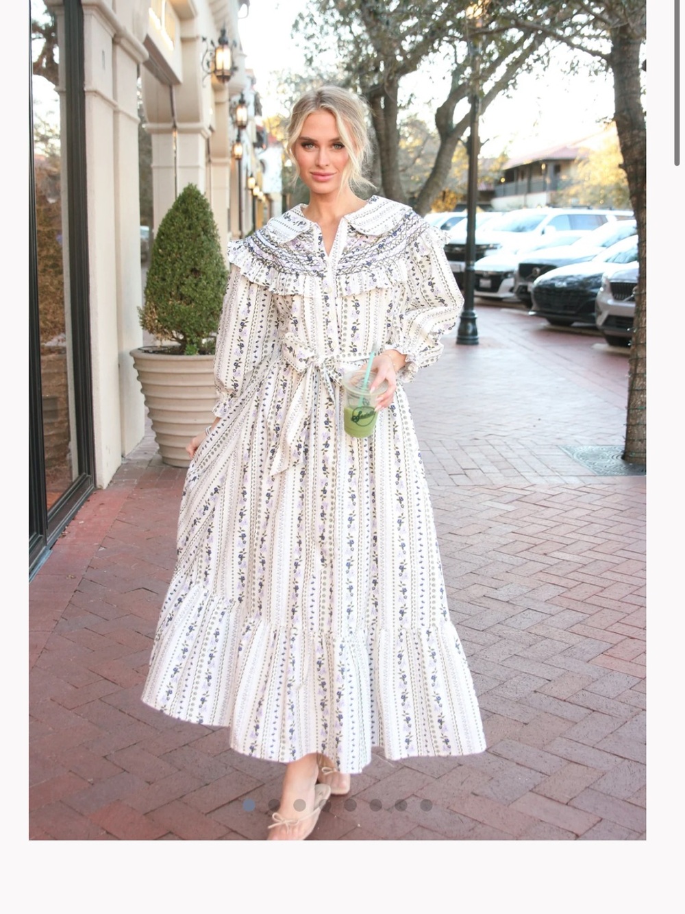 Karlie White Floral Stripe Ruffle Maxi Dress